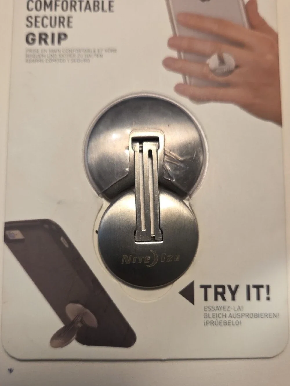 FlipOut Handle + Stand - Silver Comfortable Grip